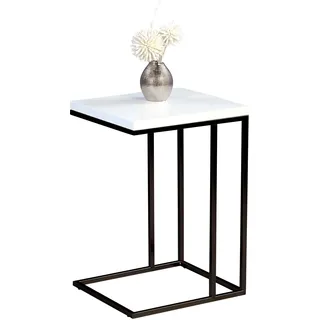 M2 Kollektion Beistelltisch Michi, Gestell Metall schwarz matt, Deckplatte Dekor weiß Hochglanz, 22 mm