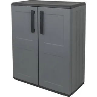 Dbavagnol Outdoor-Garderobe, Mehrzweck-Balkonschrank, Outdoor-Schrank mit 2 Türen, 100 %  Italy, 68 x 37 x 84 cm, kariertes Finish, Grau und Schwarz - Grau