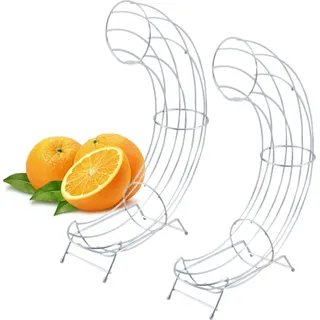 Novaliv 2er Set praktischer Orangenspender 9x44x32cm Orangenhalter Spirale Stahl 9x44x32cm stilvoll und robust Alternative zur Obstschale Obstspender Orangenhalter Apfelsinenhalter Apfehlhalter - Silber