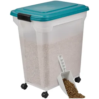Iris Ohyama Hundefutter Aufbewahrung mit Rollen, 45L/15kg, Blau, Luftdichte Futterbox, Trockenfutter, Futterbehälter, Für Hunde, Katzen, Tierfutterbehälter, Schaufel, BPA-frei, Futtertonne, ATS-L
