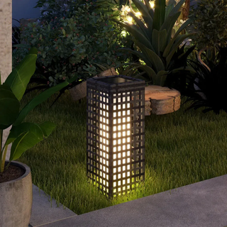 Outsunny Solarleuchte, für Balkon, Terrasse, Stahl, Grau, 15,5 x 15,5 x 46 cm , Kunststoff , LED integrated , 15.5x46x15.5 cm , Lampen & Leuchten, Außenbeleuchtung, Außenleuchten