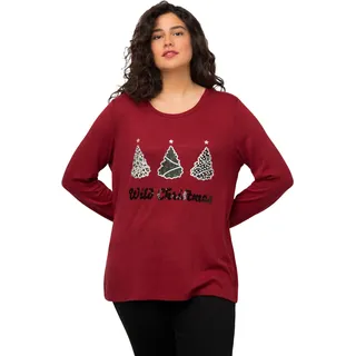 Ulla Popken Damen Wild Christmas Sweatshirts, Burgunderrot, 50-52