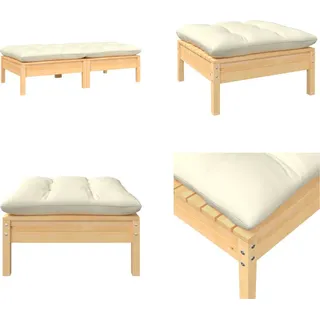 vidaXL Gartensofa 2 Sitzer mit Kissen in Creme Massivholz Kiefer - 2-Sitzer Gartensofa - 2-Sitzer Gartensofas - Gartensofa - Outdoor Sofa - Creme