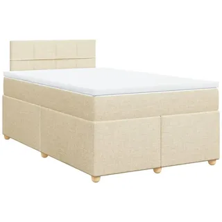 vidaXL Boxspringbett mit Matratze Creme 120x190 cm Stoff - Creme