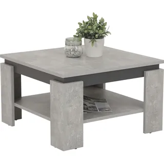 Hela Couchtisch Tim, Quadratisch, Holzwerkstoff melaminbeschichtet, farbiger Tischkranz, Betonoptik/Anthrazit, 68 H: 41