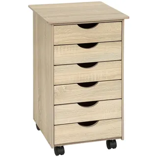 tectake Rollcontainer ,einfache Montage, 36 x 40 x 65 cm,Holz hell, Eiche Sonoma , Rechteckig , 40x65x36 cm , Büromöbel, Schreibtischcontainer, Rollcontainer
