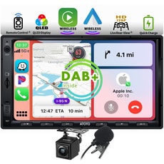 ATOTO F7XE Doppel Din Radio, Eingebautes DAB+, Kabelloses CarPlay & Wireless Android Auto, Mirrorlink, 7 Zoll QLED Bildschirm, Bluetooth, HD LRV, Handyaufladung, Rückfahrkamera, F7G2A7XED-S01