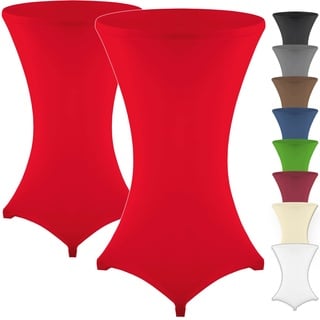 Gräfenstayn 2er-Set Stretch Stehtischhusse Diana mit Öko-Tex Siegel, Verstärkung im Fußbereich Ø60-65cm / Ø70-75cm / Ø80-85cm (Rot, Ø60-65cm)