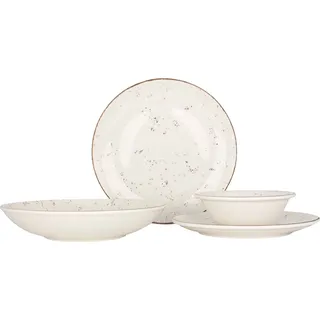 Bonna Geschirrset  - Grain - 24 teilig - 6 Personen - Porzellan - Weiß