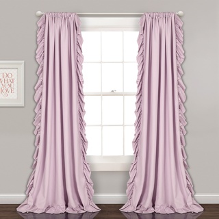 Lush Decor Reyna Raffung Fenstervorhang-Set für Wohnzimmer, Esszimmer, Schlafzimmer, 137 cm B x 213 cm L, Lila