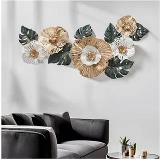 CLXRZM 160x62cm 3D Wanddeko Metall, Moderner Wanddekoration Blumen Wandskulpturen, Wandkunst Deko Für Hotel Hintergrund, Büro und Wohnzimmer Wandornamente