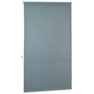 Relaxdays Verdunkelungsrollo, Hitzeschutz, Thermo Rollo Klemmfix, blickdichtes Seitenzugrollo 90x165, Stoff 86 cm, grau