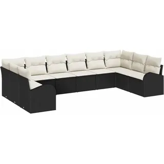 vidaXL Sofa Set 10 pcs Schwarz Poly-Rattan - Schwarz