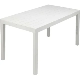 Saturnia Gartentisch Sumatra rechteckig aus weißem Harz mit Holzeffekt 138x80x72 cm - Weiß
