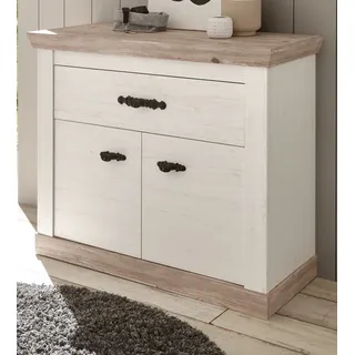 Kommode "Rovola" Pinie weiß / Oslo Pinie Landhaus 107 x 84 cm Schubladenkommode - Weiß, Naturbelassen