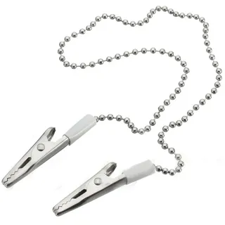 3-Stück Serviettenkette,Ketten,Serviettenkette mit Clip Senioren für Serviettenhalter Edelstahl mit Klammern,Silber Lätzchenkette,Erwachsene Senioren und Kinder,19 Zoll Metall Serviette Klamme Silber
