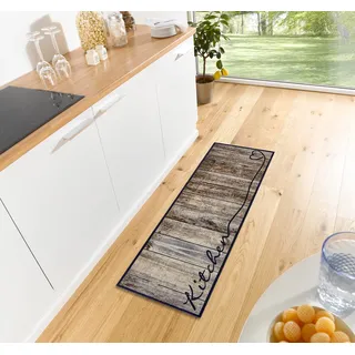 Zala Living Cook & Clean Läufer – rutschfest Teppichläufer Flachgewebe Kurzflor Teppich Küchenteppich Waschbar Küchenläufer Kitchen für Flur, Küche, Wohnzimmer – Braun Taupe, 50x150cm