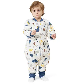 MIKAFEN Baby Schlafsack Langarm mit füßen 3,5 tog Winter, Kinder winterschlafsack mit Beinen,Dinosaurier babyhöhe 85-95cm
