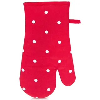 Ofenhandschuh aus Baumwolle mit Magnet, rote Punkte, TECKA, 32 cm