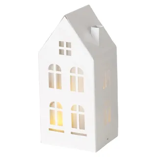 Boltze Home Deko Häuschen Metall LED weiß Stimmungslicht 22,3cm