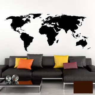 Grandora Wandtattoo Weltkarte Erde Globus Karte I braun 120 x 53 cm I Welt Atlas Schlafzimmer Wohnzimmer Wandsticker Wandaufkleber W698