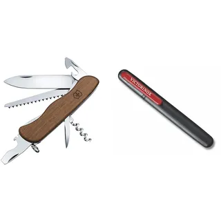 Victorinox Swiss Army Knife, Schweizer Taschenmesser, Forester & Dual-Messerschärfer Outdoor, Taschenmesser Schärfer, Schleifstein klein, schwarz