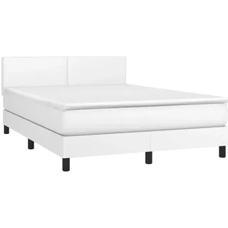 vidaXL Boxspringbett mit Matratze Weiß 140x200 cm Kunstleder - Weiß
