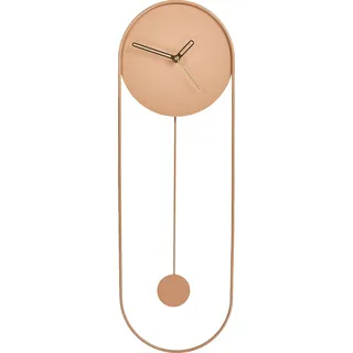 BELIANI Wanduhr Pfirsichrosa Metall Oval mit Pendel Zeigern Sekundenzähler Batteriebetrieben ohne Zahlen Indizes Modernes Design Pendeluhr - Rosa