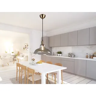 Pendelleuchte Ø28cm 1 flammig mit Rauchglas Lampenschirm für über Esszimmertisch - Gold