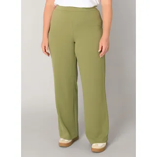 Treggings BASE LEVEL CURVY "Arah", Damen, Gr. 48, Länge 32, grün, Web, Obermaterial: 97% Polyester, 3% Elasthan, loose fit extralang, Hosen Treggings, mit elastischem Bund