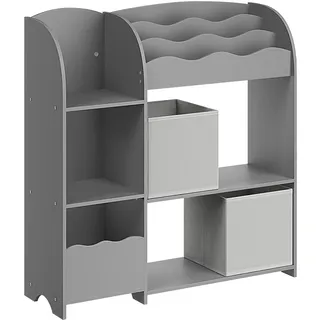 SONGMICS Bücherregal Kinder, Spielzeugregal, mit 2 Boxen | Kinderregal für Bücher, für Spielzimmer, Kinderzimmer, Wohnzimmer, Taubengrau, TEZA Kollektion GKR042G01