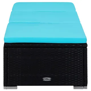 VidaXL 3057668, Lounge, Gepolsterter Sitz, Polyester, Polyrattan, Stahl, Schwarz, Blau, 600 mm, 1950 mm - Schwarz, Blau