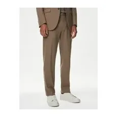 Mens M&S Collection Normal geschnittene Anzughose mit Stretchanteil - Light Brown, Light Brown, 86cm (UK 34)