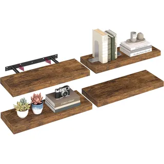 VASAGLE Wandregal 20 x 60 x 3,8 cm Rustikales Braun