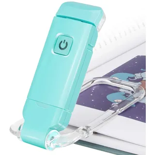 HONWELL LED Clip Leselampe Buch Klemm, Leselampen für Bücher im Bett, weiches Augenpflegelicht, USB wiederaufladbar Nachtlicht, 2 Helligkeit einstellbar für Augenschutz, Kinder, Blau