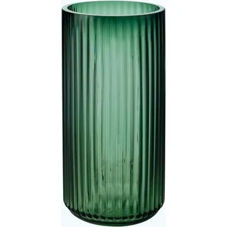 decorpia 25,4 cm große, verdickte grüne Glasvase – gerippte Glas-Blumenvase für rustikale Heimdekoration, dekorative Vasen für Blumen für modernes Bauernhaus, ideal für Regal, Kaminsims,