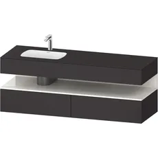 Duravit Qatego Einbauwaschtisch mit Konsolenwaschtischunterbau, 1600x550x600mm, Nische Weiß Hochglanz, Becken links, QA4795022, Farbe: graphit supermatt