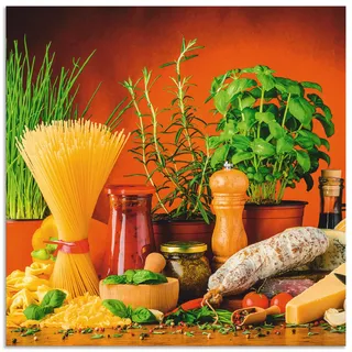 Artland Küchenrückwand "Mediterranes und italienisches Essen" Alu Spritzschutz mit Klebeband, einfache Montage, bunt