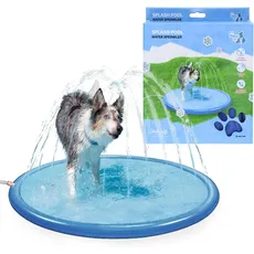 Bild Splash Pool Water Sprinkler - Wasserspielmatte - Kühlendes Hundespielzeug - Einfach an den Gartenschlauch anzuschließen - Blau