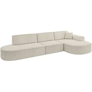 altdecor Eckcouch Samt 4-Sitzer Beige
