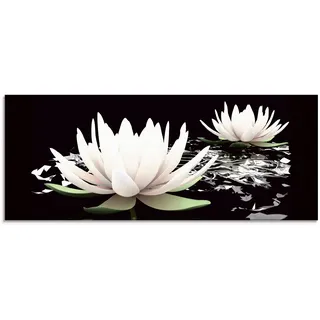Artland Glasbild »Zwei Lotusblumen auf dem Wasser« Blumen 1 Stk. tlg. in verschiedenen Größen, schwarz