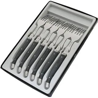 Pradel Excellence Laguiole 7210G-6NT Box mit 6 Gabeln, 25,7 x 16,7 x 2 cm, Marmorgrau