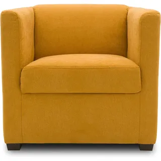 DOMO. collection Sessel Bob FK, kleiner Retro-Sessel mit Armlehnen und Federkern, Polstersessel, Cocktailsessel, Loungesessel, 73 x 75 x 69 cm (BxTxH), Webstoff in mango gelb
