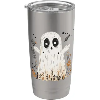 Skandinavische Volkskunst Halloween Ghost Boho Herbst Damen Top Doppelwandiger Edelstahl-Thermobecher