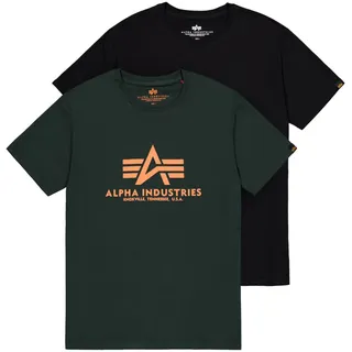 Alpha Industries Basic T 2 Pack T-Shirt für Herren Black/Dark Petrol