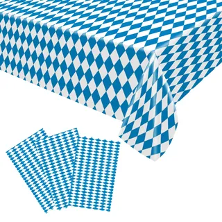 3Pcs Tischdecke Rechteckig Blue Party Tischdecke,Tischdecke Raute Oktoberfest Tischdecke Bierzeltgarnitur Tischdeko Wiesn Deko Bayerische Deko Bayrisch Tischtuch Blau Weiß Bayernraute Partytischdecke