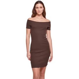 Urban Classics Ladies Off Shoulder Rib Dress Frauen Kurzes Kleid schwarz