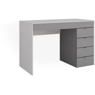 Vicco Schminktisch Elise Weiß/Grau/Grau 115 cm mit 5 Schubladen, Model 41312 - Weiß, Grau