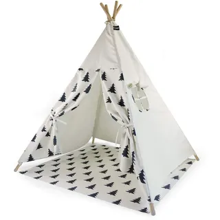 HEJ LØNNE Tipi Zelt für Kinder mit Bodenmatte 120 x 120 x 150 cm - Kinderzelt für Drinnen - Spielzelt Kinder Tipi mit Bodendecke und Fenster - inkl. Beutel und Anleitung