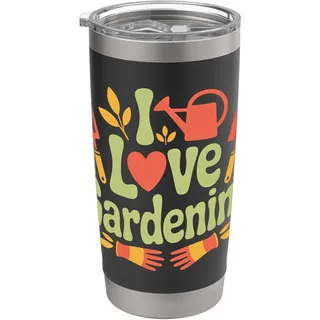 I Love Gardening Gießkanne in Herzform Doppelwandiger Edelstahl-Thermobecher
